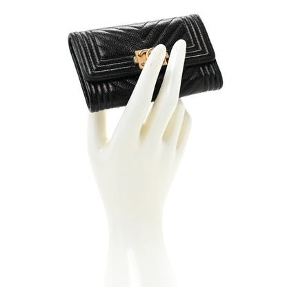 Chanel Caviar Chevron Quilted Boy Flap