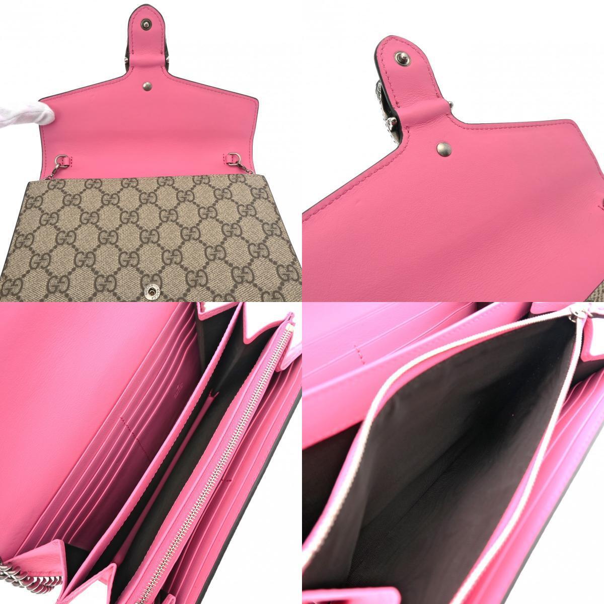 Gucci Gg Supreme Chain Wallet Beige/Pink