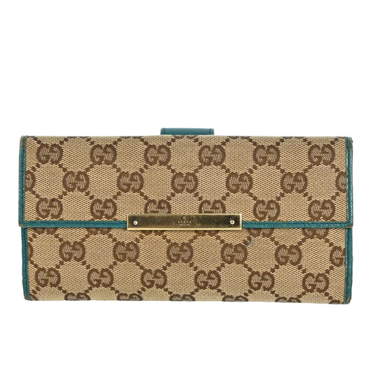 Gucci Gg Canvas Leather Long Wallet