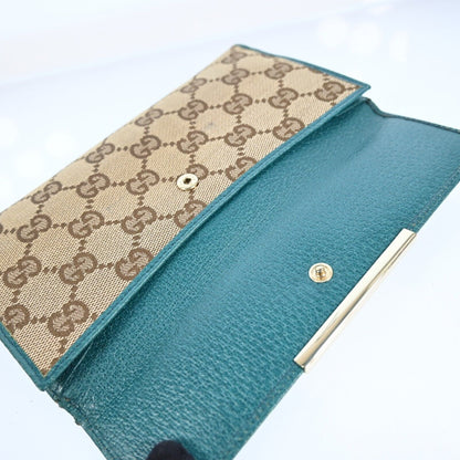 Gucci Gg Canvas Leather Long Wallet