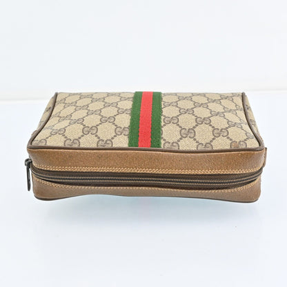 Gucci Web Sherry Line Clutch Bag Gg Pvc