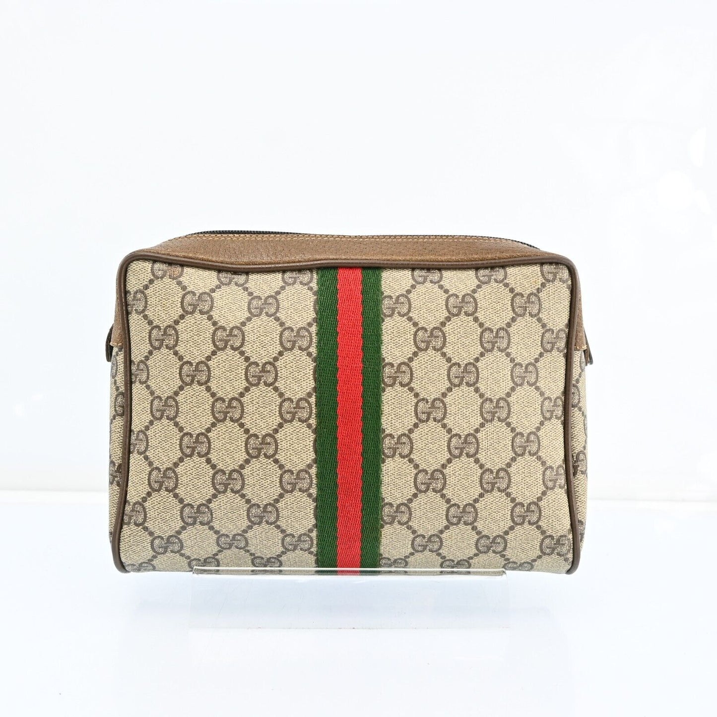 Gucci Web Sherry Line Clutch Bag Gg Pvc