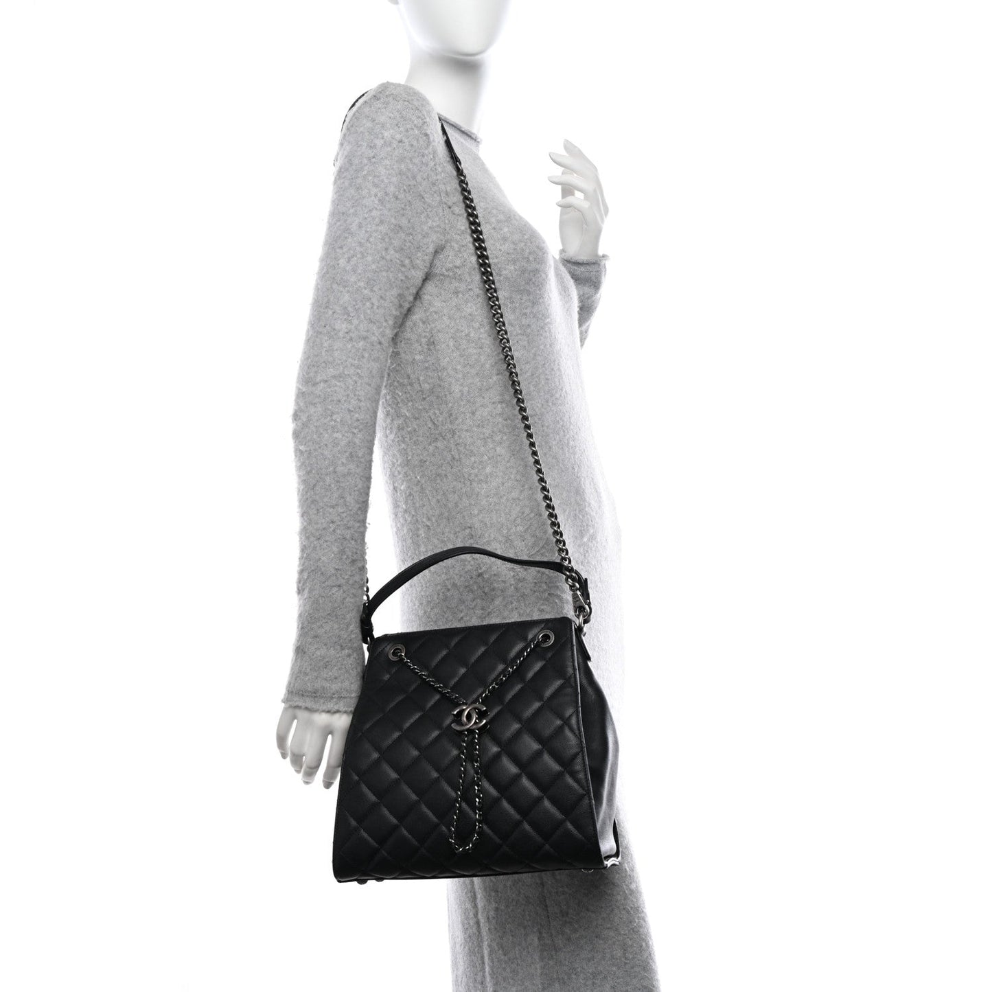 Chanel Caviar Quilted Medium Cc Bucket