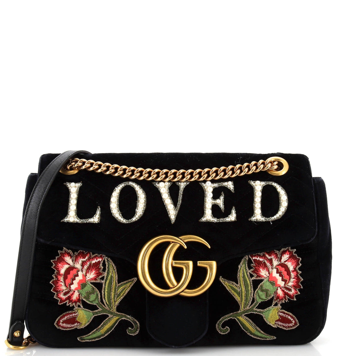 Gucci Gg Marmont Flap Bag Embroidered