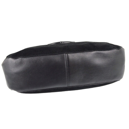 Gucci Black Suede Bamboo Hobo Handbag