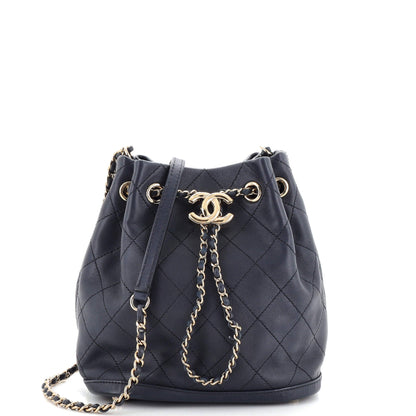 Chanel Cc Drawstring Bucket Bag Quilted
