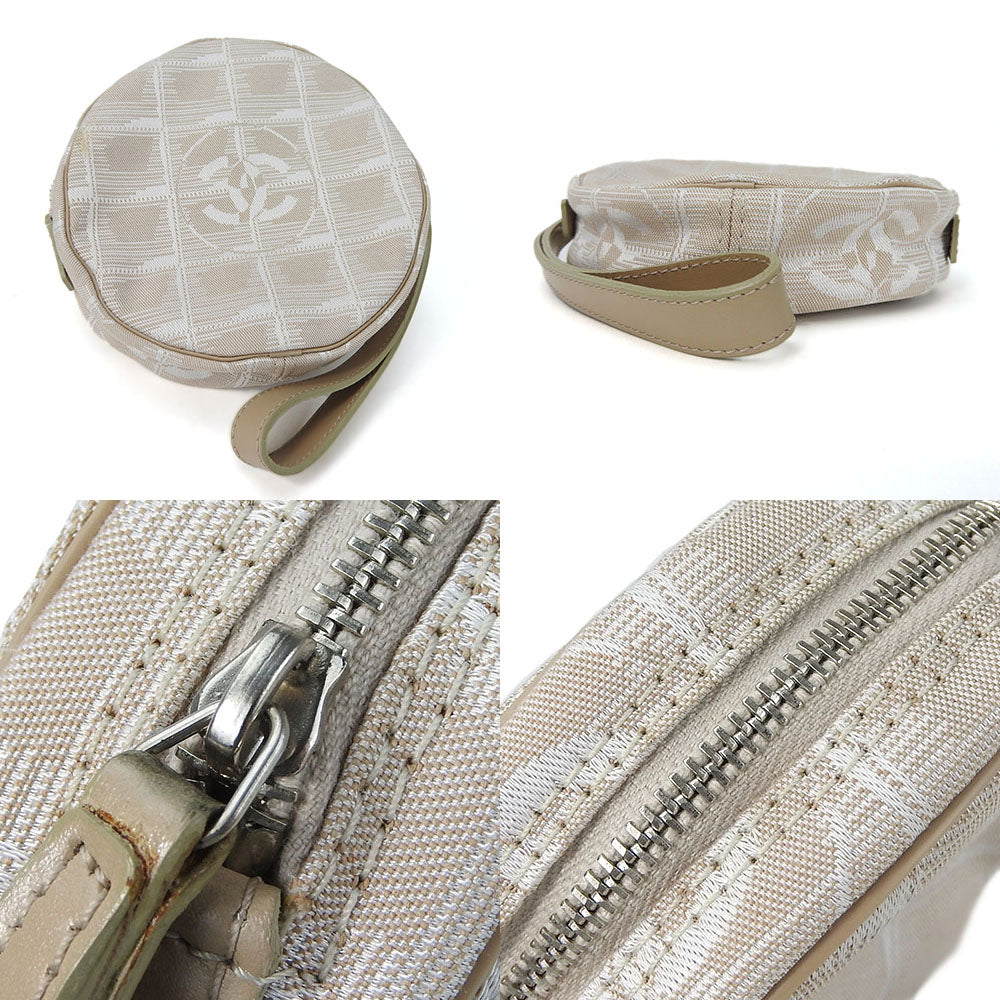 Chanel Jacquard Nylon Pouch Beige