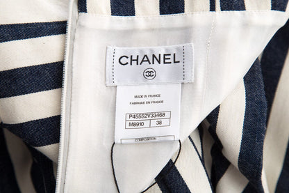 Chanel Striped Nautical Canvas Denim Jumpsuit SZ 38