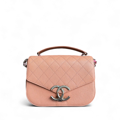 Chanel Coco Curve Cuba Small - Quilted Caviar Caramel Light Gold Hardware Series 23