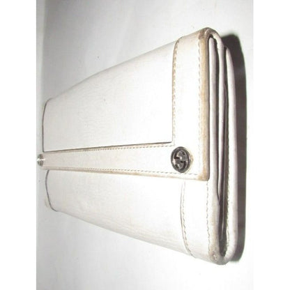 Gucci White Leather With Chrome Accents Vintage Wallet