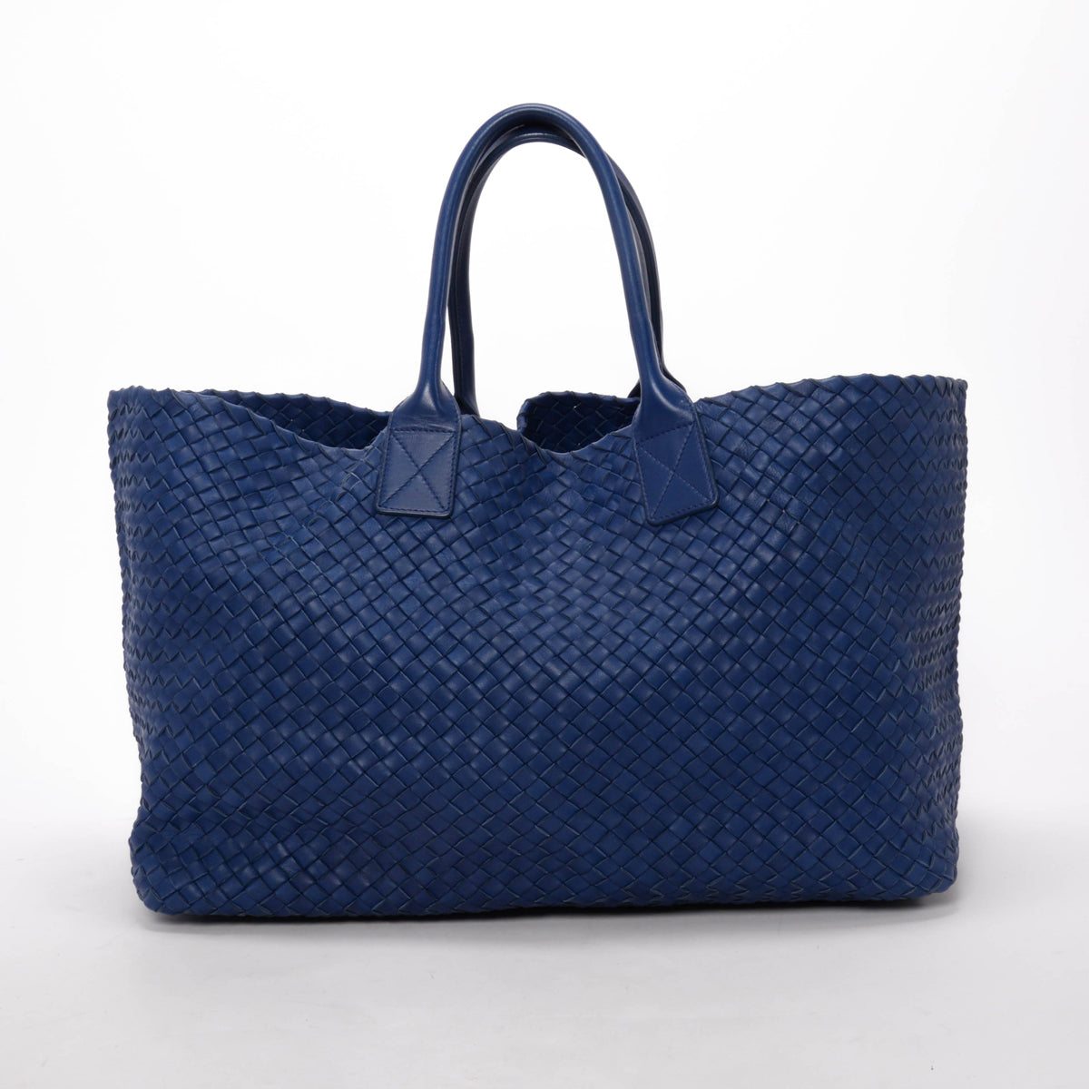 Bottega Veneta Cobalt Intrecciato Leather Large Cabat Tote