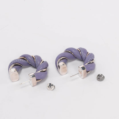 Bottega Veneta Lavender Leather & Silver Twist Earrings