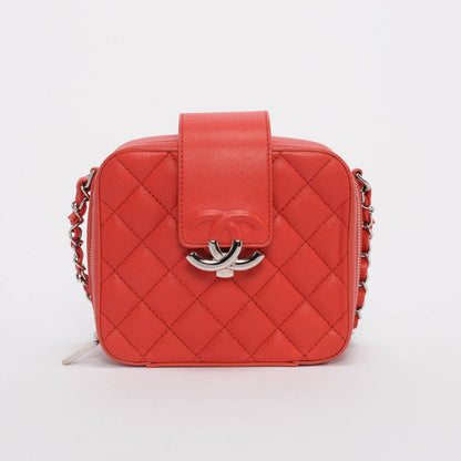 Chanel Red Quilted Leather Mini CC Box Camera Bag