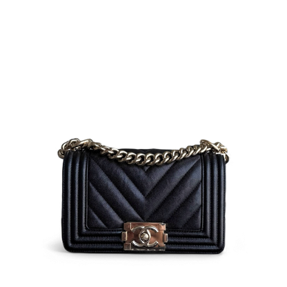 Chanel Boy Small - Caviar 20CM Chevron Black Gold Hardware Series 27