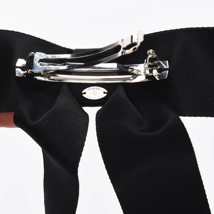 Chanel Black Silk Blend Bow CC Hair Clip
