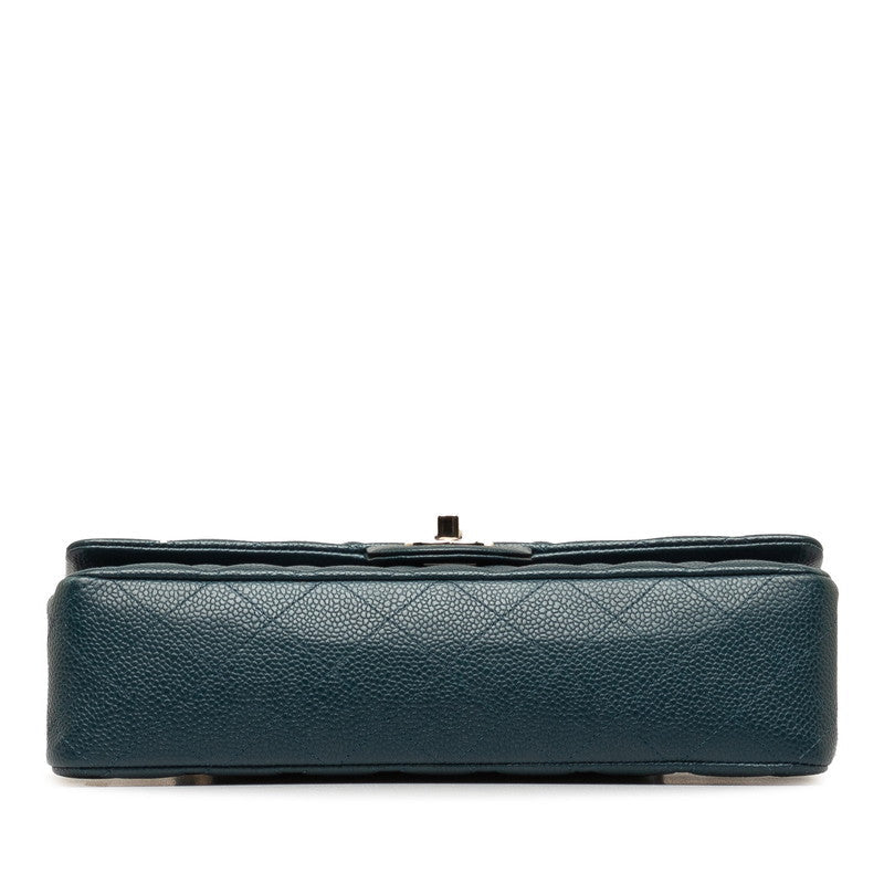 Chanel Mattrase 25 Coco Double Flap Chain Shoulder Bag Blue Silver Caviar S  CHANEL
