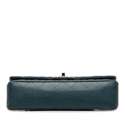 Chanel Mattrase 25 Coco Double Flap Chain Shoulder Bag Blue Silver Caviar S  CHANEL