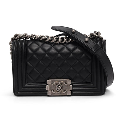 Chanel Black Quilted Lambskin Small Boy Bag