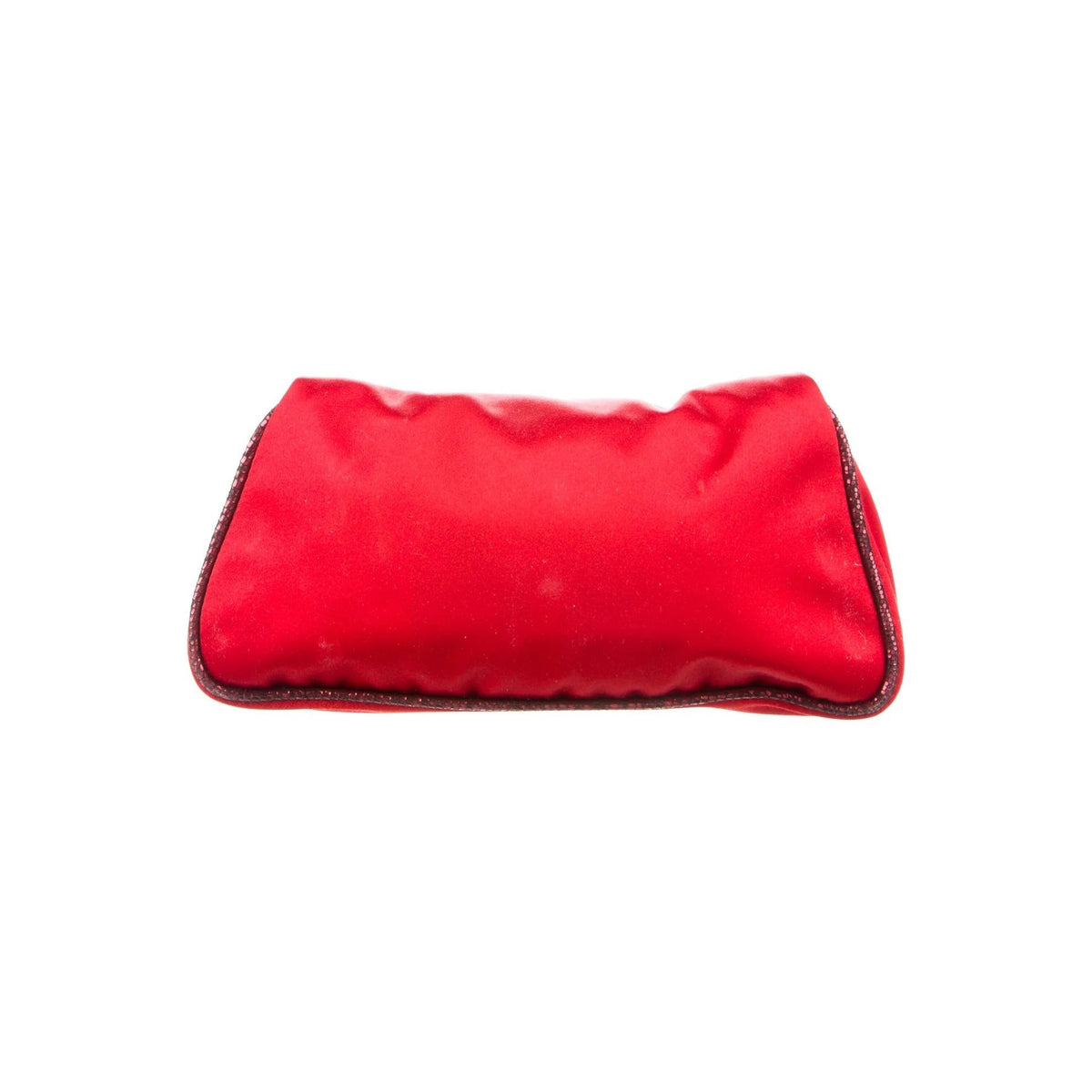 Red Satin & Python Fendi Borderline Frame Clutch w Crystals