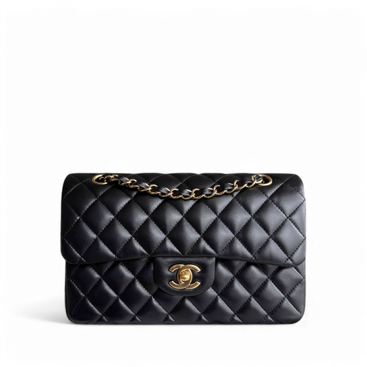 Chanel Classic Flap Small - 23CM Quilted Lambskin Black Gold Hardware Series 26