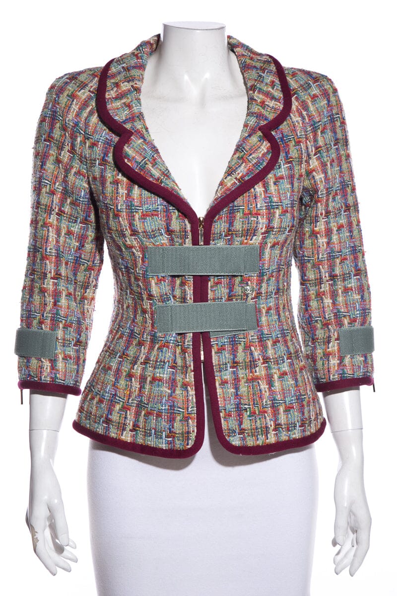 Chanel Multi Color Tweed Velcro Blazer SZ 36