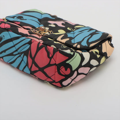 Chanel 19 Canvas x Leather Chain Shoulder Bag Multicolor Gold x Silver Gold AS1160
