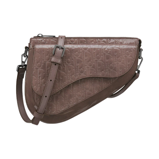 Christian Dior Saddle Bag Patent Purple Patent_Leather Shoulder Bag Bag ()