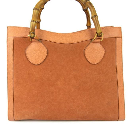 Gucci Orange Suede And Leather Diana Tote Bag Shopper W Bamboo Handles
