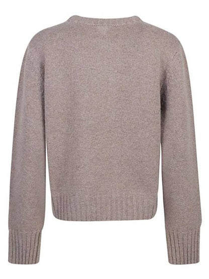 Luxury Bottega Veneta Metal Note Button Wool Knit Top Grey