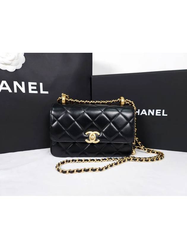 Chain Mini Flap Calfskin Cross Bag Black Chanel