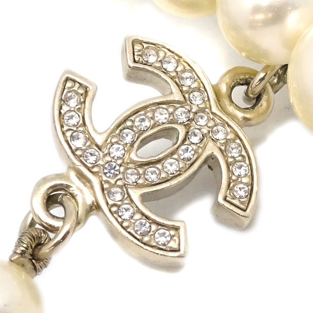 Chanel Gold Chain Necklace Rhinestone