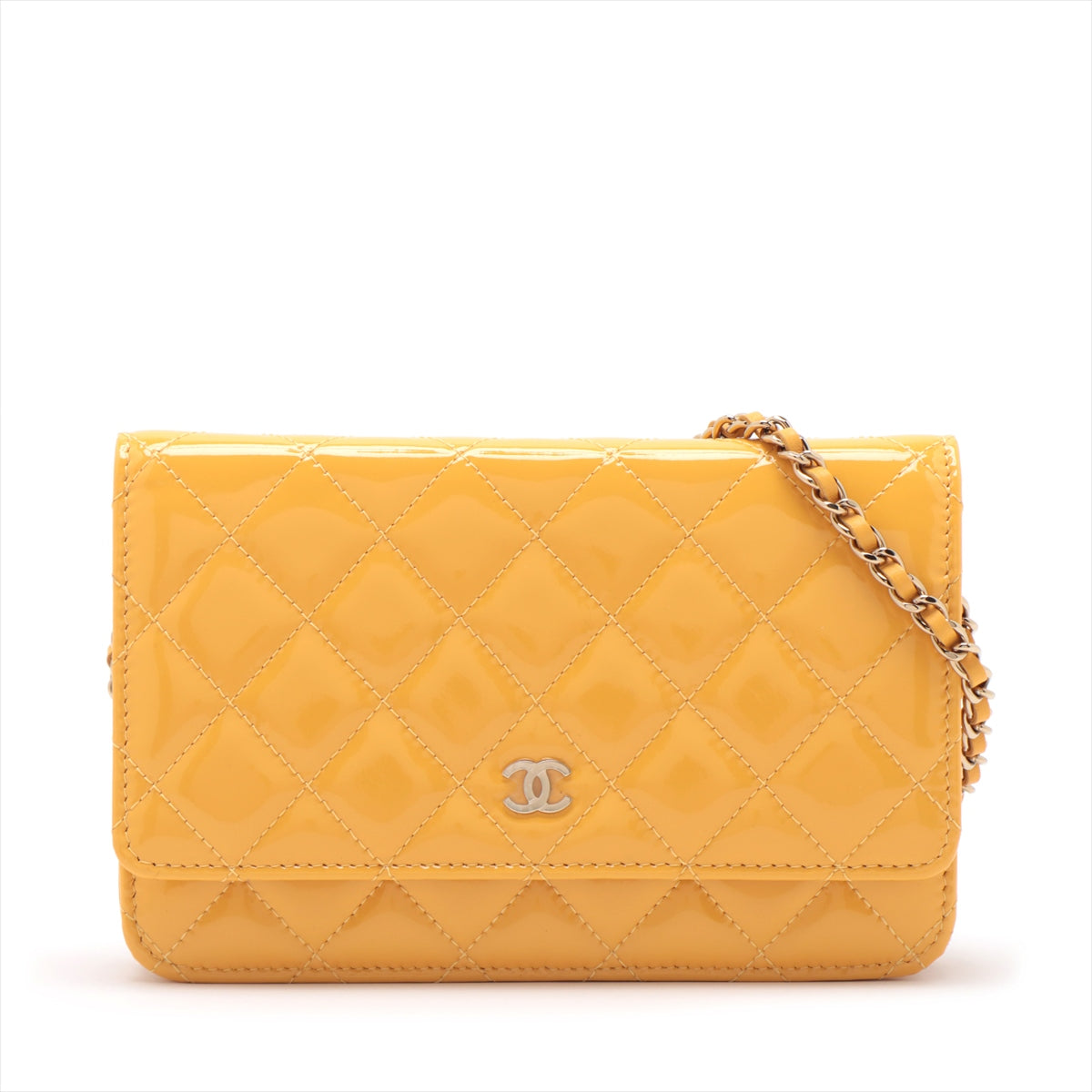 CHANEL Wallet on Chain in Patent Yellow