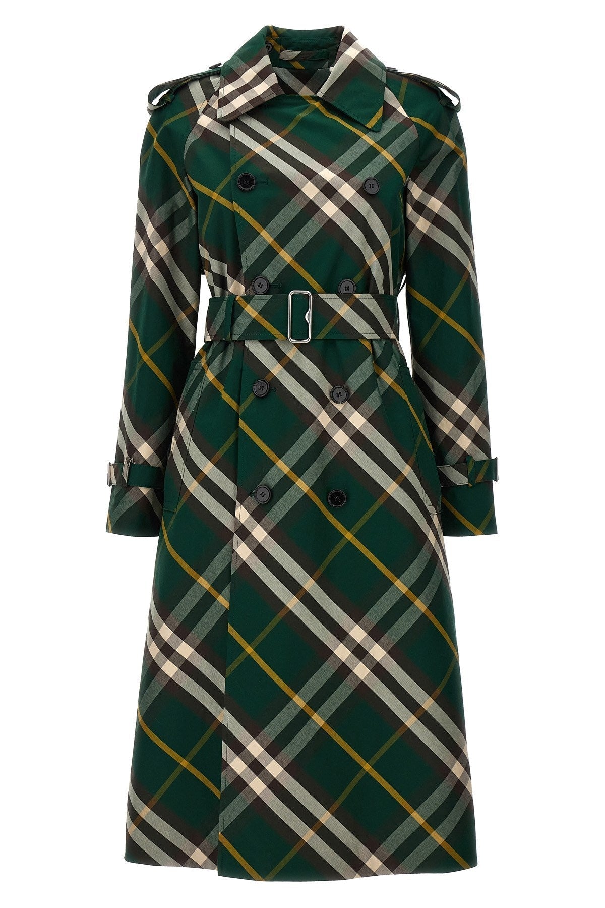 Burberry Women Check Long Gabardine Trench Coat