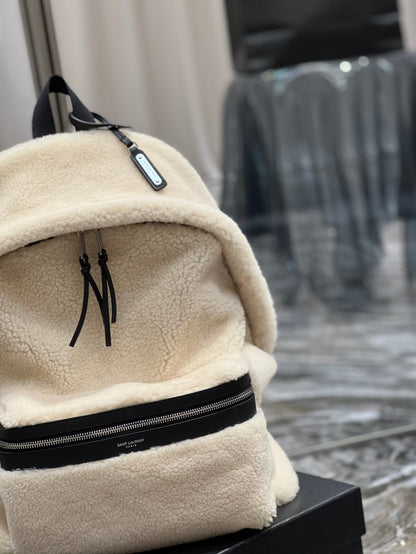 Yves Saint Laurent Fleece Backpack Beige