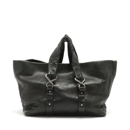 Chanel 2.55 Leather Tote Bag Matrasse Black Silver Gold  11th