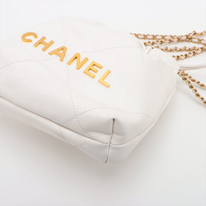 Chanel 22 Mini Leather Chain Shoulder Bag White G  AS3980