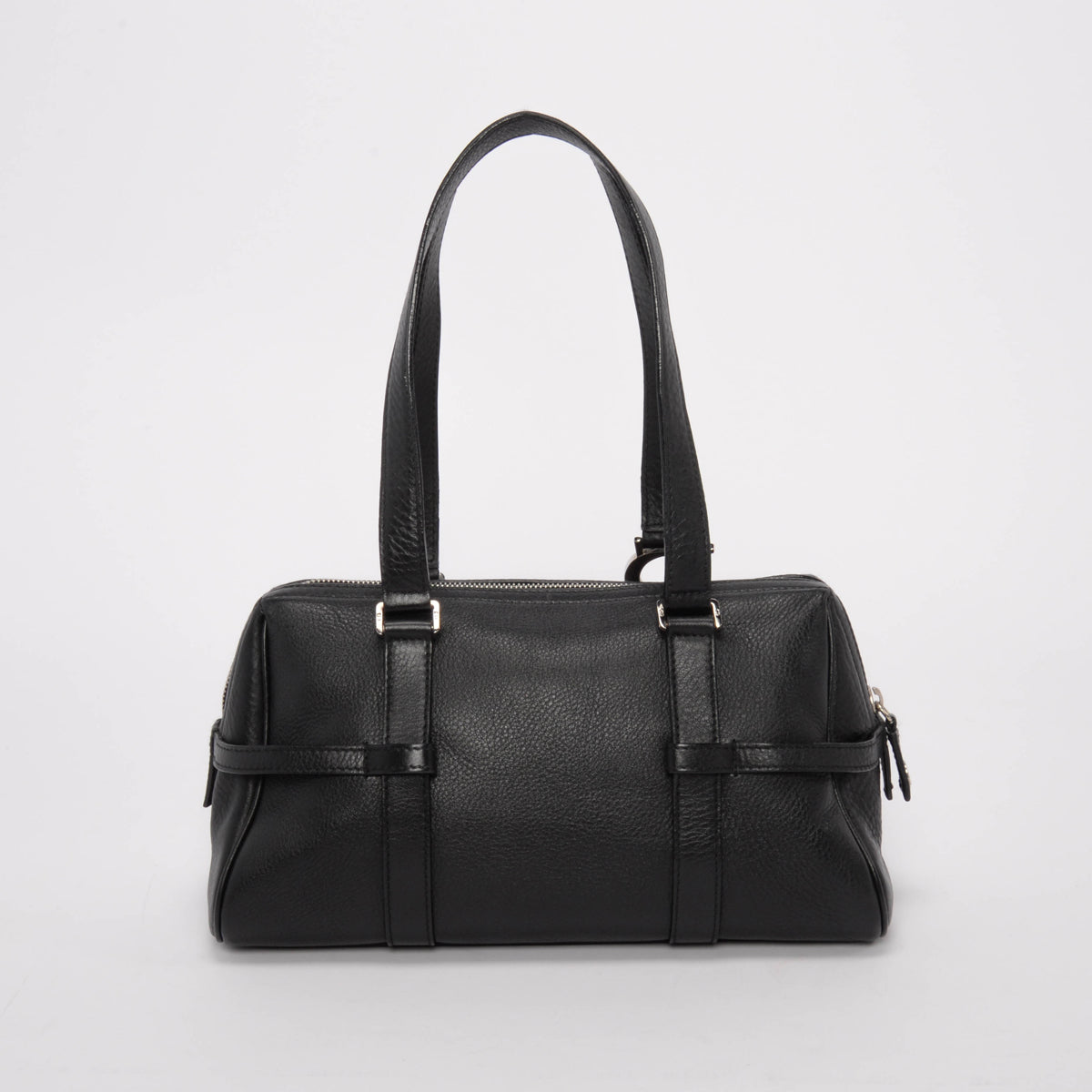 Dior Black Grained Calfskin D-Charm Bowler Bag