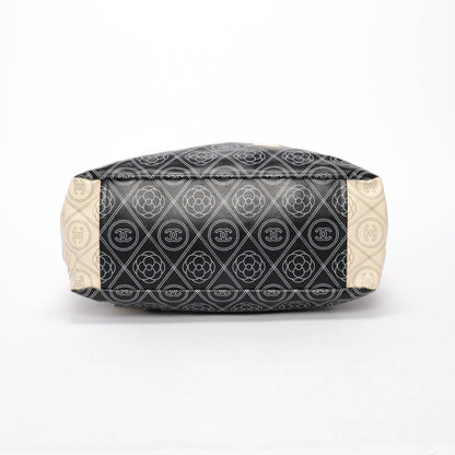 Chanel Black & Ivory Coated Canvas Camellia Tote