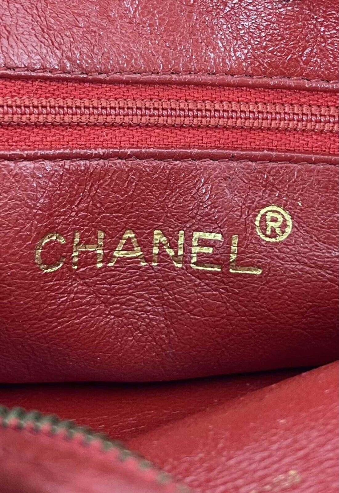 CHANEL Vintage CC Red Lambskin Gold Chain Tassel Camera Bag Crossbody