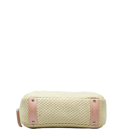 Chanel Logo One-Shoulder Bag HandBag Pink Natural Leather Cotton  Chanel