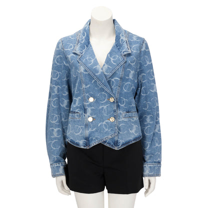 Chanel Light Blue Denim CC Double Breasted Jacket FR 36