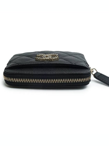 Silver Hardware Small Leather Coin Wallet Black Chanel