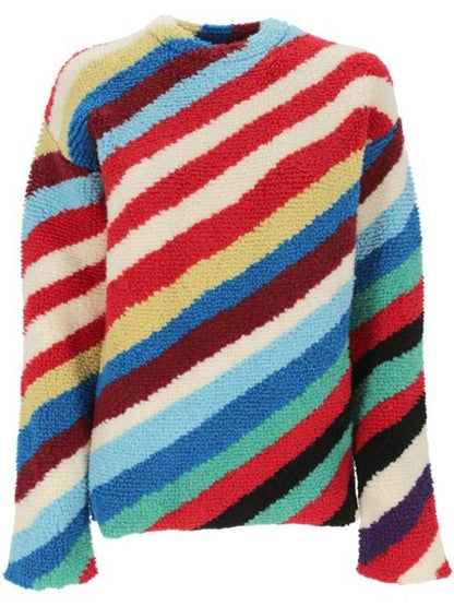 Luxury Bottega Veneta Striped Crew Neck Wool Knit Top