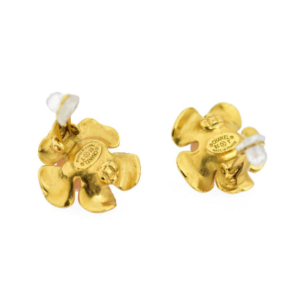Chanel Faux Pearl Flower Earrings Plastic Earrings in Fair condition