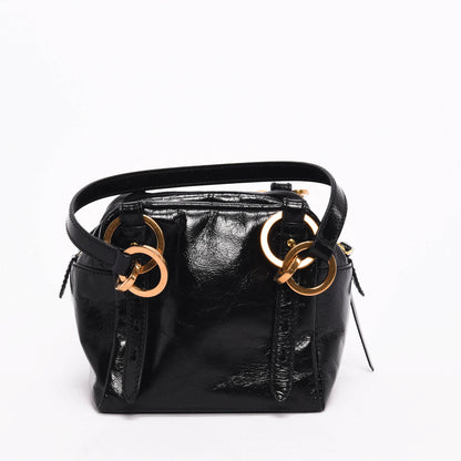 Prada Black Distressed Leather Dangle Mini Bag