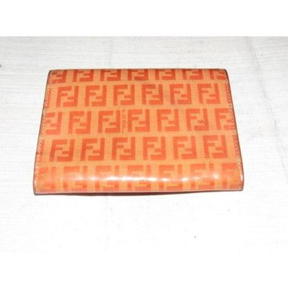 Fendi Orange Zucchino Print & Taupe Leather Wallet