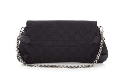 Gucci Black Canvas Monogram Horsebit Handbag