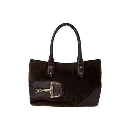 Gucci Suede Hasler Horsebit Tote