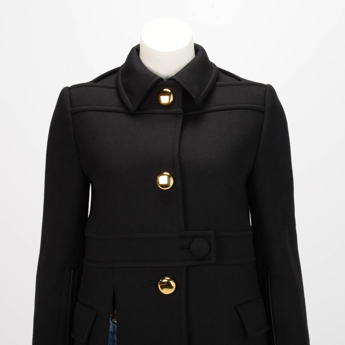 Prada Black Wool Short Coat IT 40