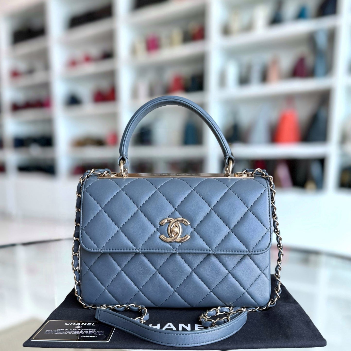 Chanel Trendy CC Small - Quilted Lambskin Haze Blue Gold Hardware Series 26